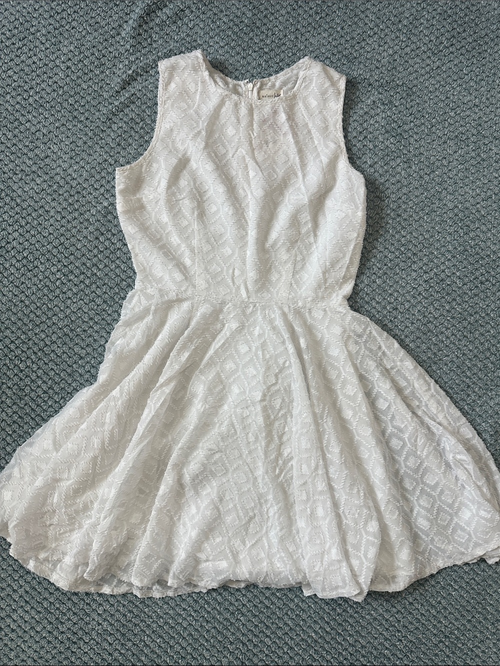 Maison Jules White Sleeveless Diamond-Texture Fit & Flare Dress